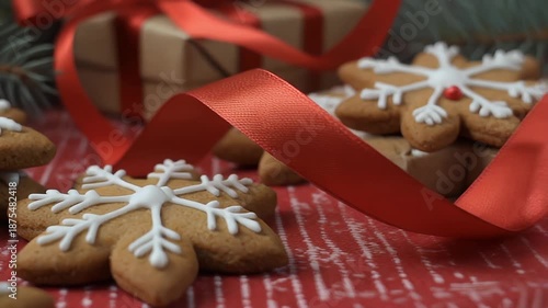 Festive Snowflake Gingerbread Cookies Ready for Christmas Celebration.