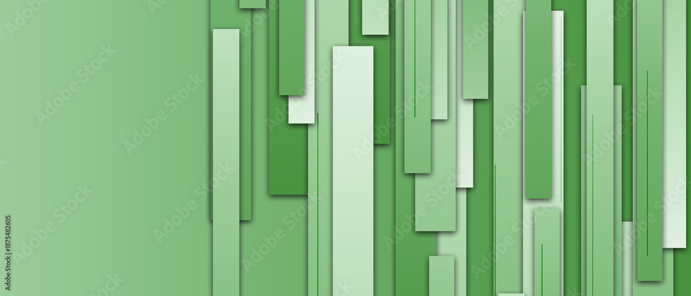 Fototapeta premium Abstract geometric background with overlapping green and teal diagonal rectangles