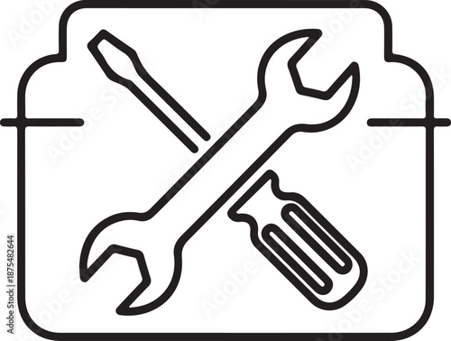 Tools inside box isolated on white background, Vector, illustration