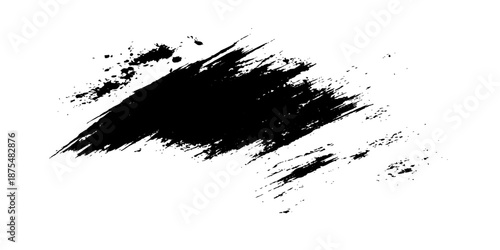 Grunge black ink splashes and splatters create a dirty liquid paint texture with brush drips and spray spots on a white vector background frame pattern
