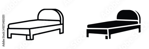 Simple bed icons in black and white for design use,Bed icon set. Line and glyph bed furniture. Sofa icon set,Bed flat vector icons collection