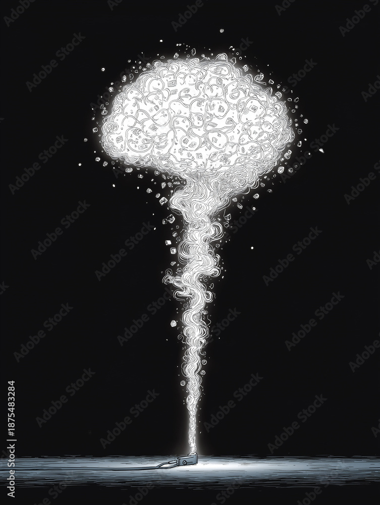 Obraz premium Creative Ideas Erupt: A stylized illustration presents a dynamic depiction of a creative explosion, with ideas emerging in a visually engaging and thought-provoking representation.