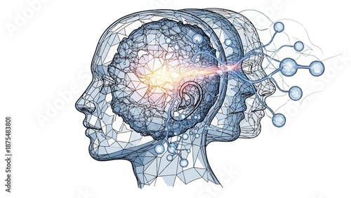 Human Brain with Glowing Neural Connections.