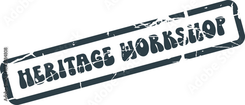 Heritage Workshop Dark Text on a Distressed Rectangular Rubber Stamp