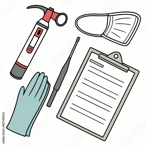 Medical Diagnostic Tools Vector Set with Thermometer and Otoscope