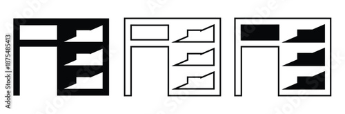 Modern geometric shapes and patterns in black and white