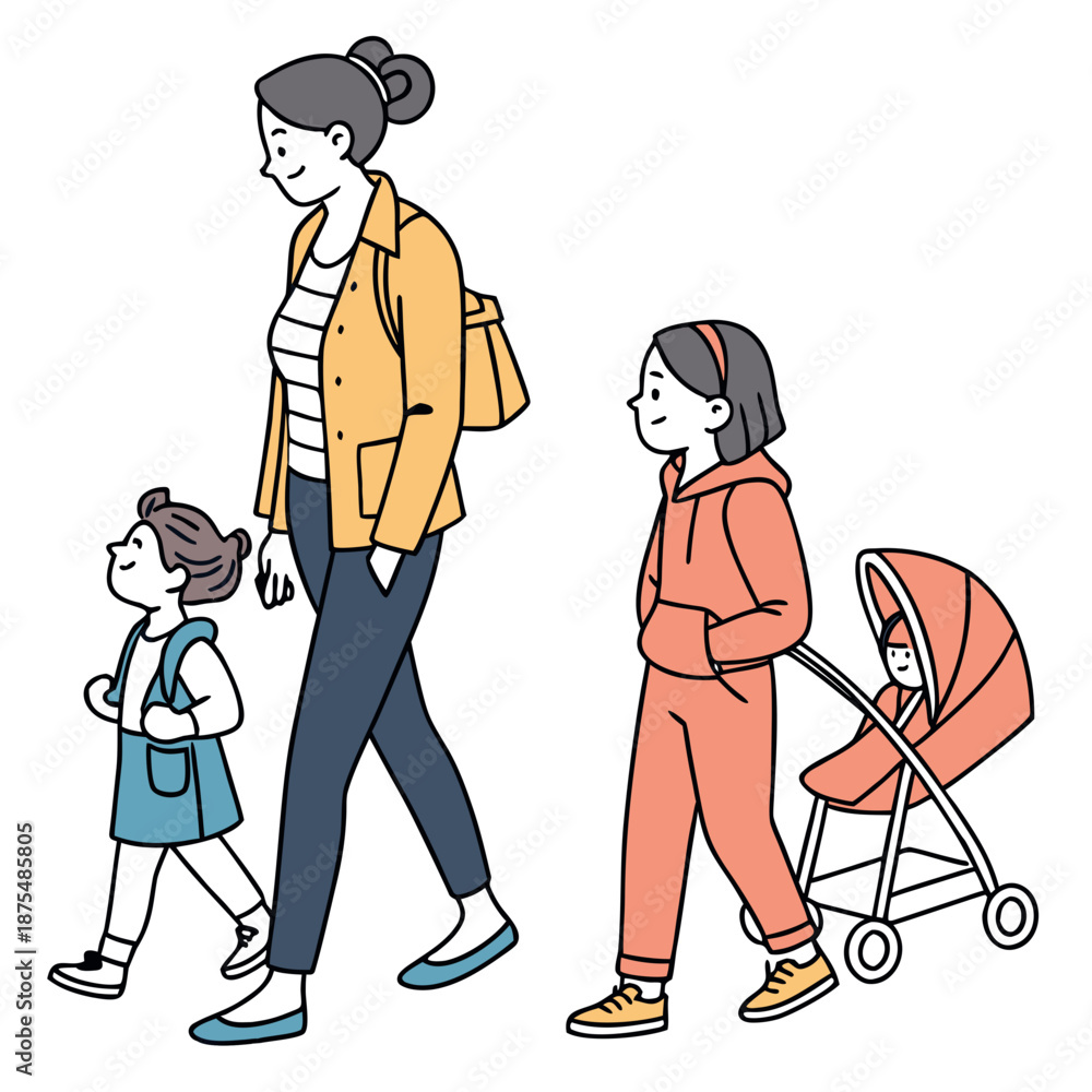 Fototapeta premium Simple Human Figure Icons Representing Family and Community