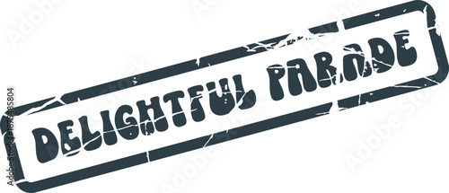 This delightful parade official stamp presents a vintage distressed dark blue ink design
