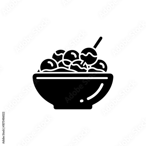 Bowl of spaghetti with fork isolated on white background, Vector