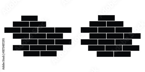 Simple set of wall icons in trendy line style. Brick wall build stack stonewall business house. Brick stone icon wall construction. 