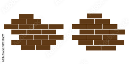 Simple set of wall icons in trendy line style. Brick wall build stack stonewall business house. Brick stone icon wall construction. 