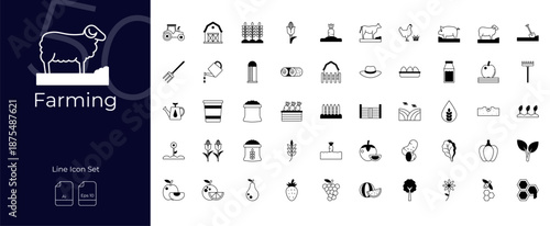 Farming Duotone Editable Icons set