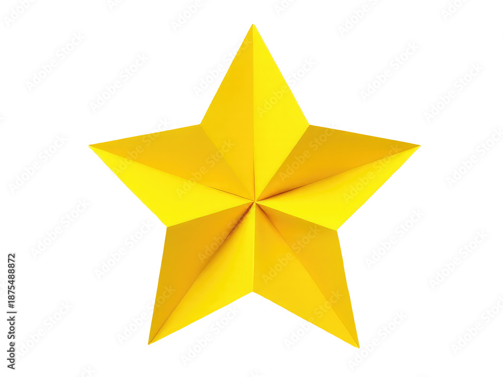 Fototapeta premium A simple yellow paper star on a white background