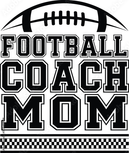 Football Coach Mom Vector Graphic with Football Icon