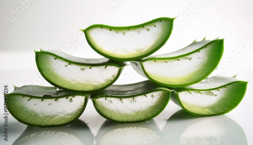 Wallpaper Mural fresh aloe vera slice showing succulent gel natural skincare ingredient for health and beauty white background Torontodigital.ca