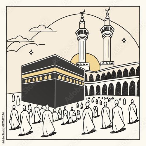 Religious Hajj Pilgrimage Concept Islamic Graphic