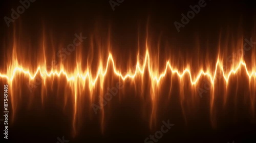 Abstract Glowing Sound Wave Visualization Vibrant Orange Yellow Energy.