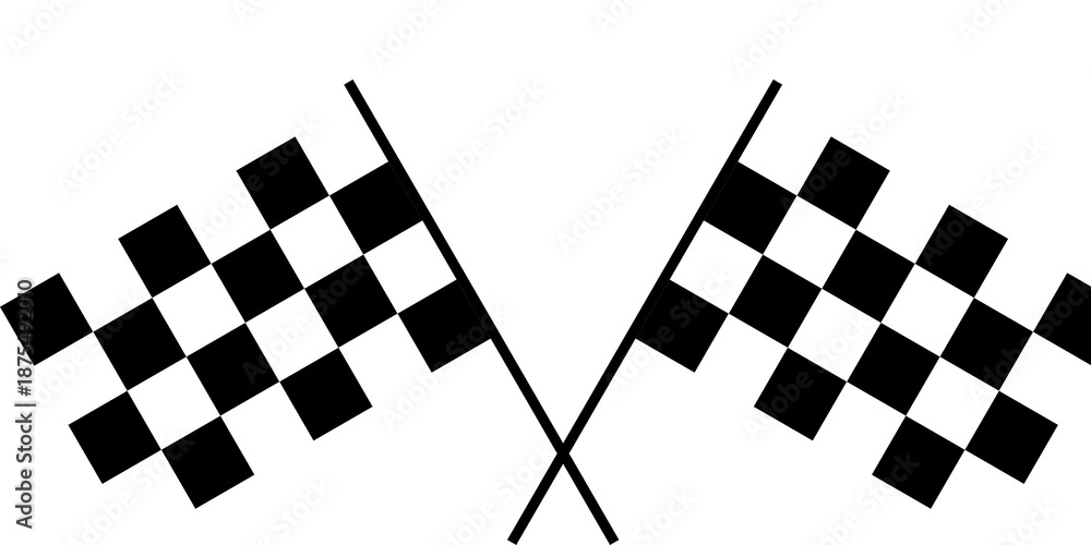 Fototapeta premium Two Crossed Checkered Racing Flags Symbolizing Victory and Motor Sports Competition