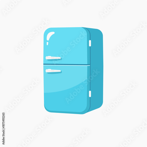 Household appliances fridge isolated on blue background. Electronic device refrigerator. Home appliance freezer vector illustration.