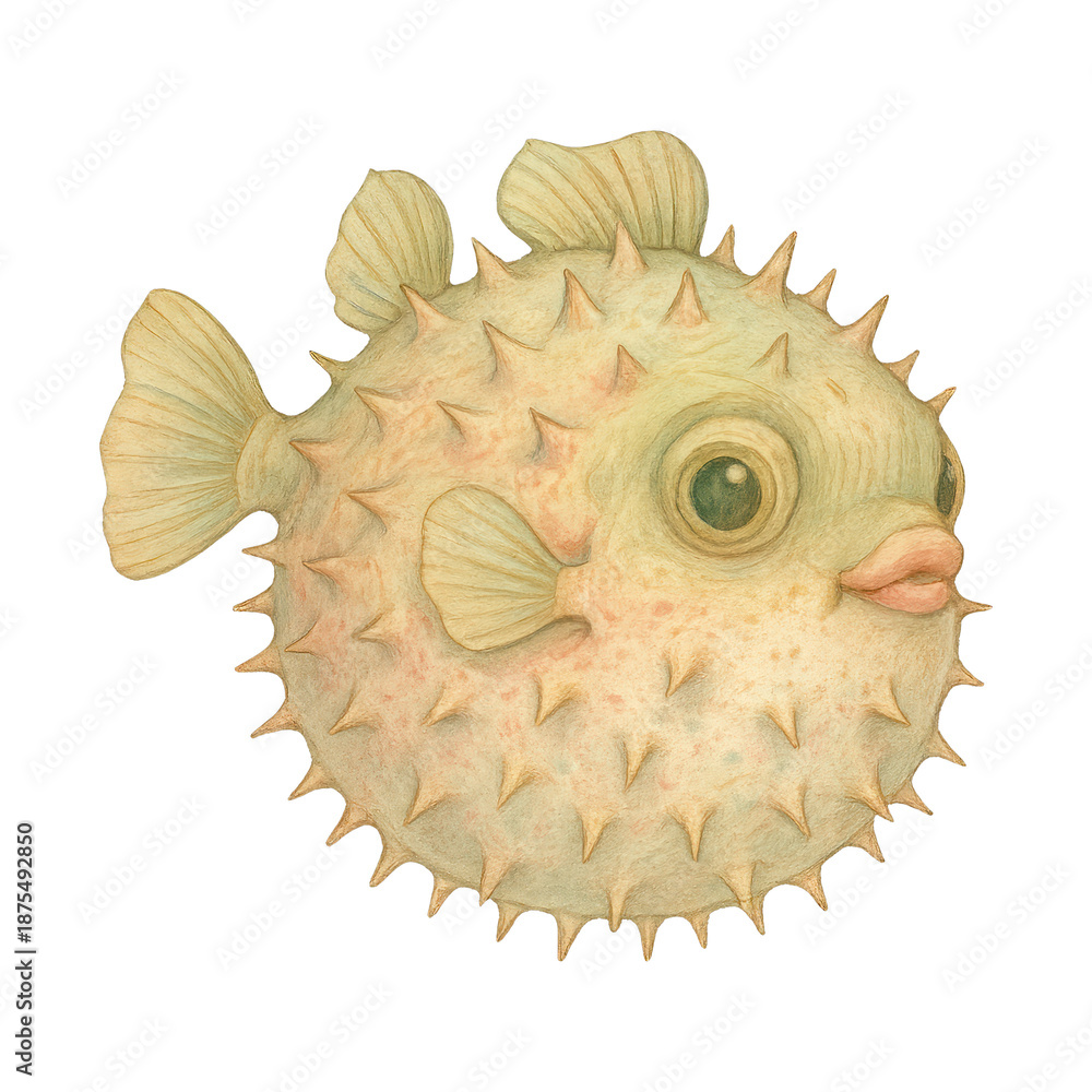 Fototapeta premium PNG Whimsical pufferfish illustration art.