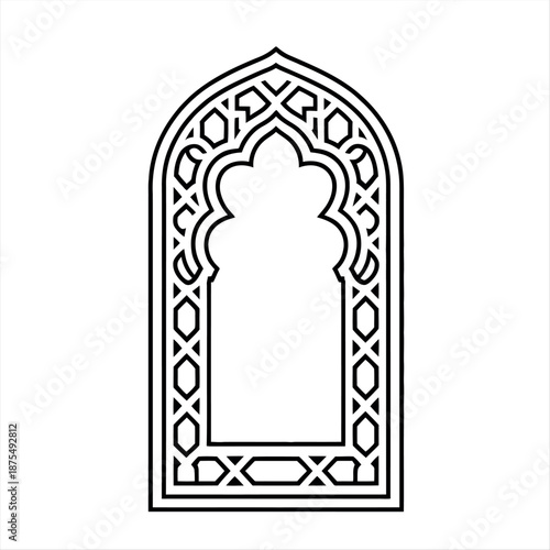 Intricate Islamic archway isolated on a transparent background