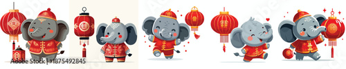 vector character elephant dressed in Chinese New Year