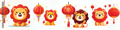 vector character lion dressed in Chinese New Year