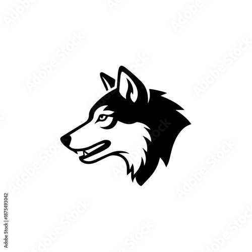 Profile of a husky isolated on white background, Vector