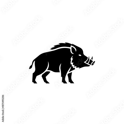 Silhouette of a buffalo isolated on white background, Vector