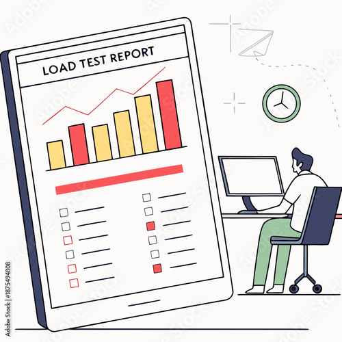 Business Load Test Report Graphic Vector Illustration