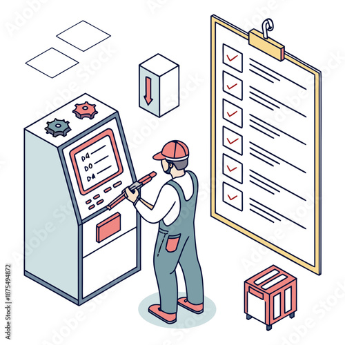 Machine Inspection Gauge Checklist Vector Illustration
