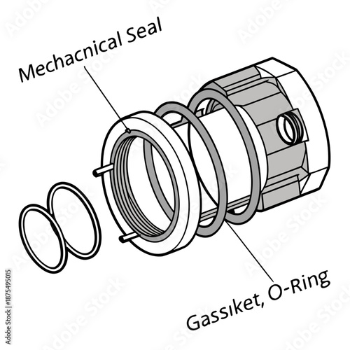 Mechanical Seal: Gasket and O-ring create secure mechanical seal