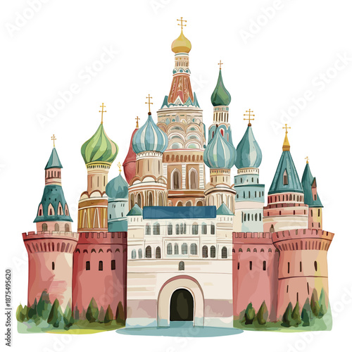 Grand Kremlin Palace. Grand Kremlin Palace watercolor vector illustration