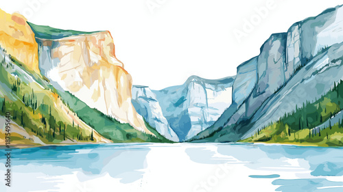Nahanni National Park Reserve. Nahanni National Park Reserve hand drawn watercolor illustration