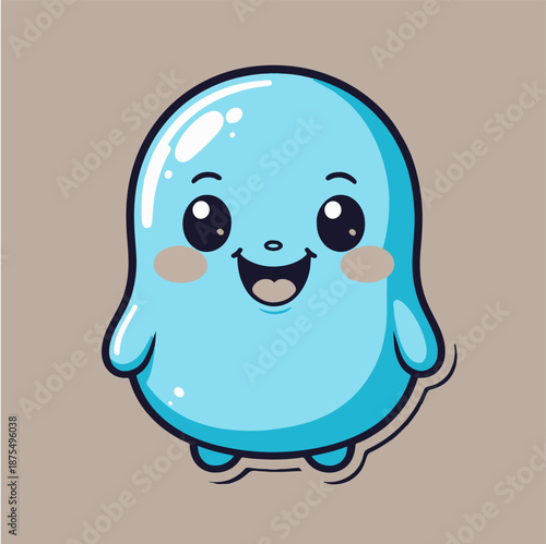 Ultra simple cute cartoon vector sticker with clean lines, minimal colors, flat design, perfect for modern chat and digital use