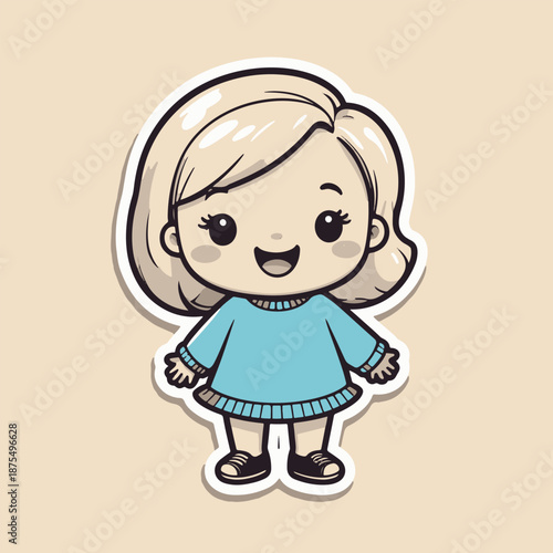 Ultra simple cute cartoon vector sticker with clean lines, minimal colors, flat design, perfect for modern chat and digital use