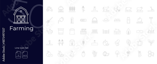 Farming Line Editable Icons set