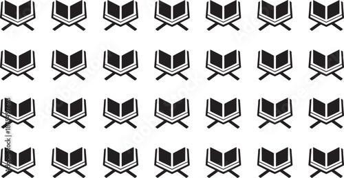 Black and White Book Icons on White Background