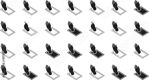 Multiple Laptops with Black Monitors on White Background