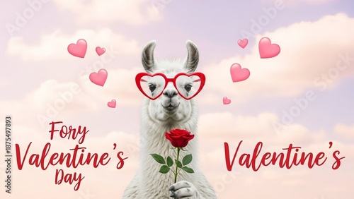 Lovely llama celebrates valentine's day