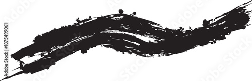 Black brush stroke art design element isolated on white background for creative projects