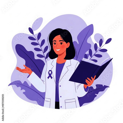 Understanding Epilepsy A Caring Doctor Explains the Neurological Condition with a Purple Ribbon Symbol