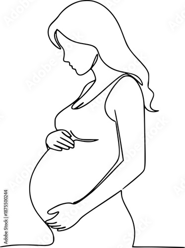 Pregnant Woman Motherhood Minimalist Vector Illustration