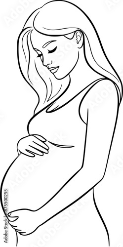 Pregnant Woman Motherhood Minimalist Vector Illustration