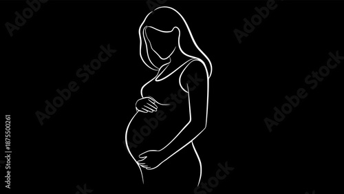 Pregnant Woman Motherhood Minimalist Vector Illustration