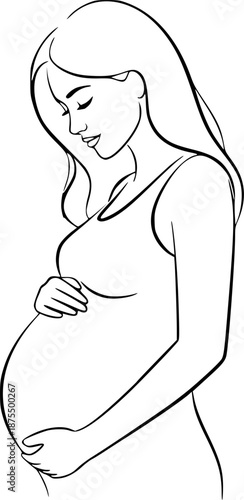 Pregnant Woman Motherhood Minimalist Vector Illustration