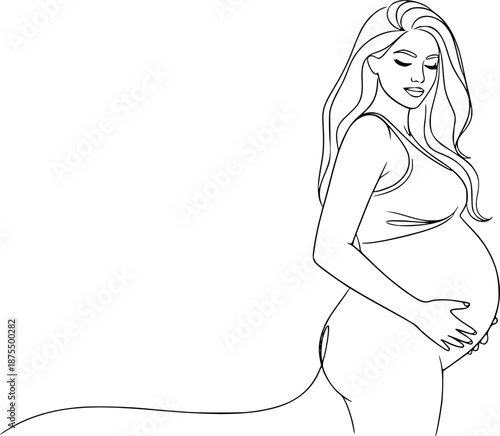 Pregnant Woman Motherhood Minimalist Vector Illustration