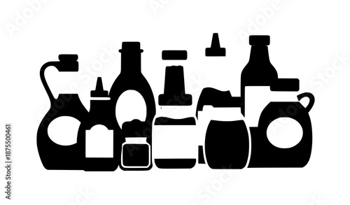 Spices sauces and condiments vector illustration set for cooking and kitchen design