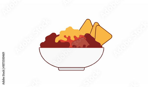 Chili con carne modern vector icon with spicy meat and beans