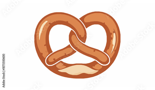 Rustic salted pretzel pastry vector illustration isolated on white background